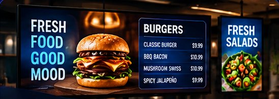 Example: menu boards ready to connect