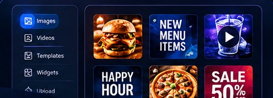 Example: a library of menu photos, promotions and videos